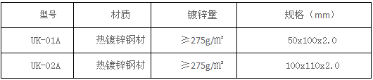 U型卡的規(guī)格